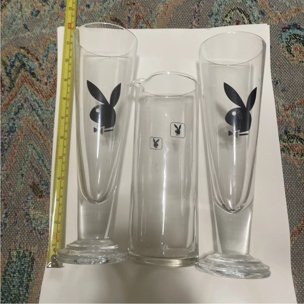 Playboy cocktail glasses and pitcher